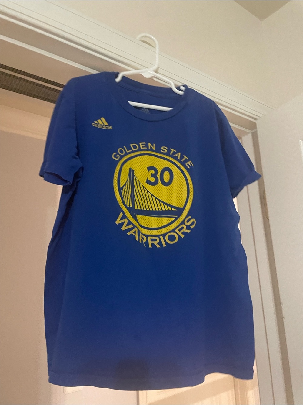 adidas Blue and Yellow Golden State Warriors Graphic Tee